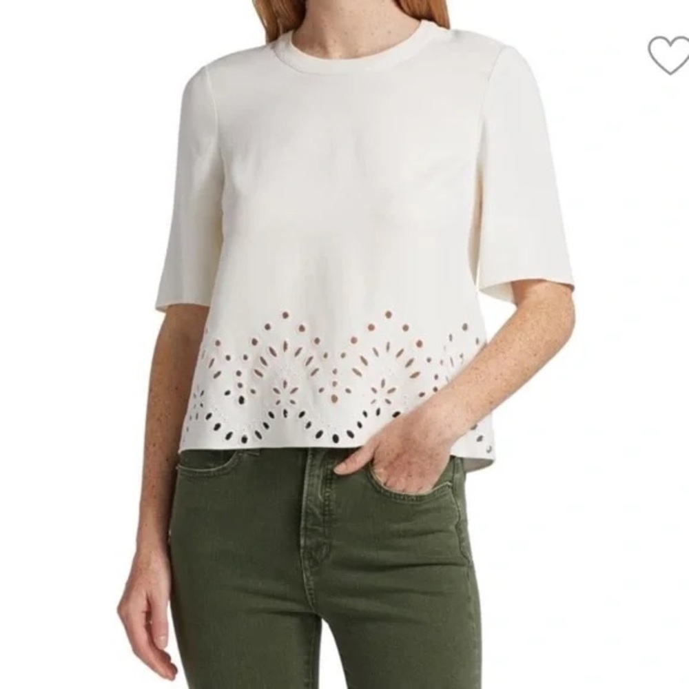 Veronica Beard Laser Cut Top Shirt